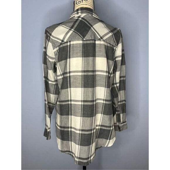 Vanilla Star Women's Medium Black Grey White Long Sleeve Button Down Shirt Top - Picture 10 of 10